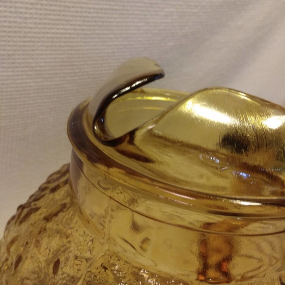 Vintage 1960s Anchor Hocking Honey Gold Textured Ball Jug In Milano 8in - Picture 2 of 16